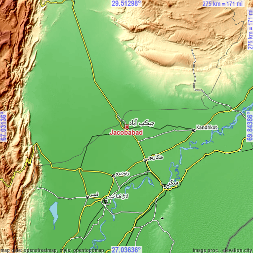 Topographic map of Jacobabad