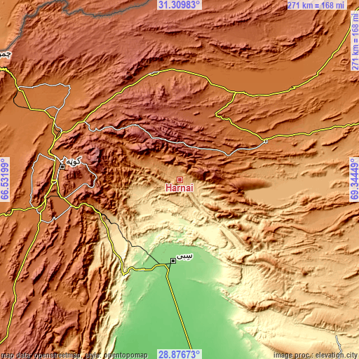 Topographic map of Harnai