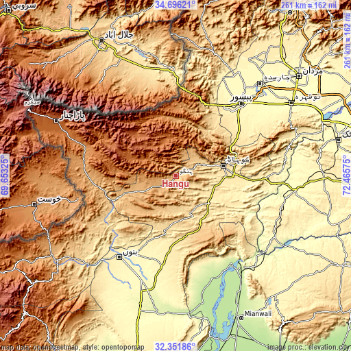 Topographic map of Hangu