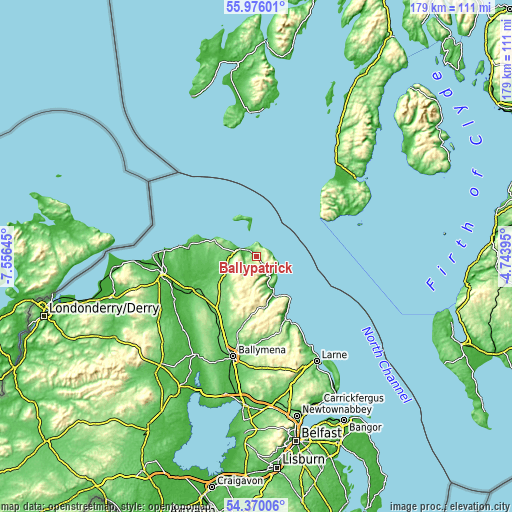 Topographic map of Ballypatrick