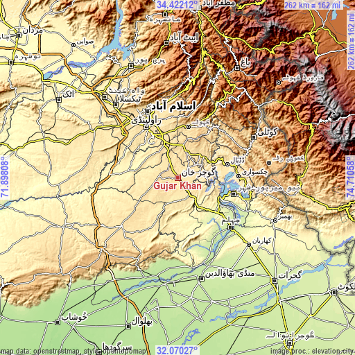 Topographic map of Gujar Khan