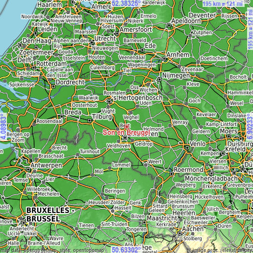 Topographic map of Son en Breugel