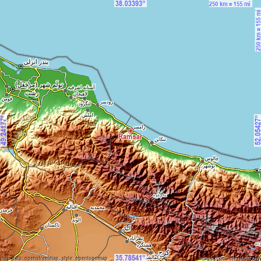 Topographic map of Rāmsar