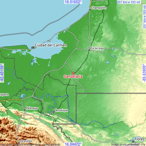 Topographic map of Candelaria