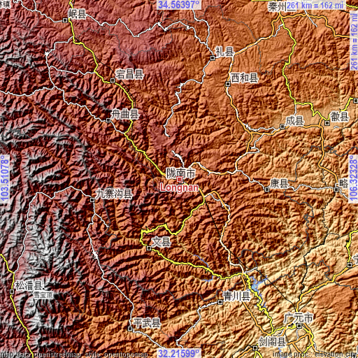 Topographic map of Longnan