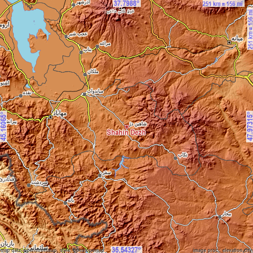 Topographic map of Shāhīn Dezh