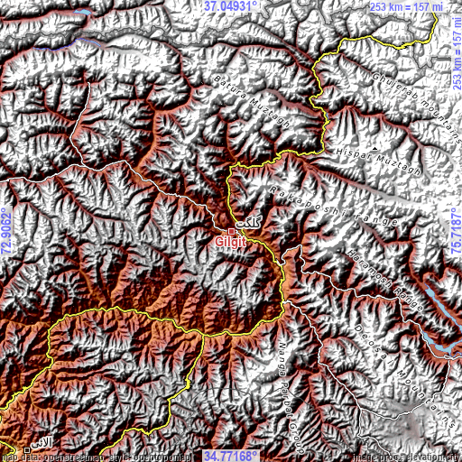 Topographic map of Gilgit