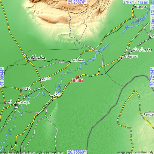 Topographic map of Ghotki