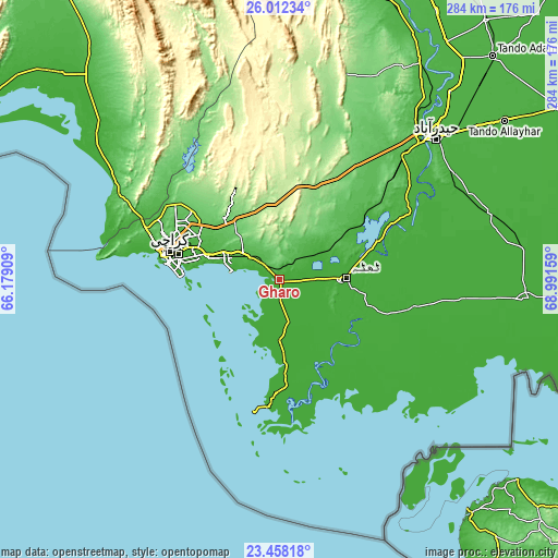 Topographic map of Gharo
