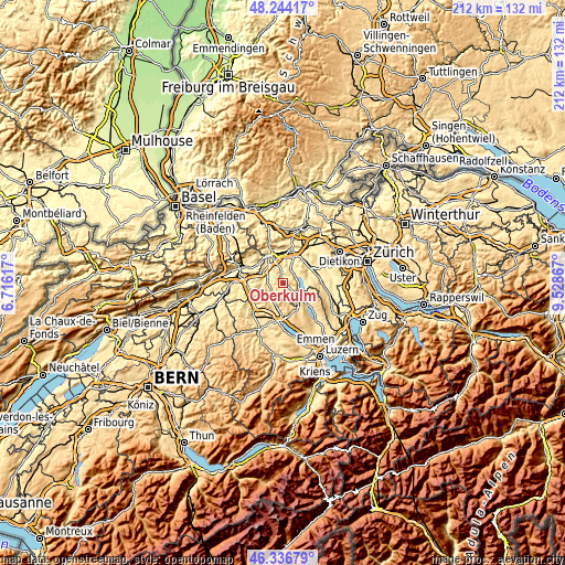 Topographic map of Oberkulm