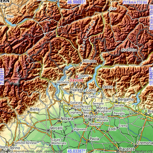 Topographic map of Savosa