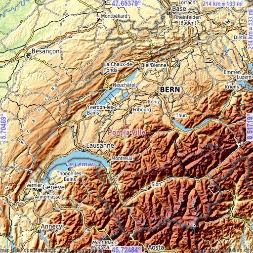 Topographic map of Pont-la-Ville