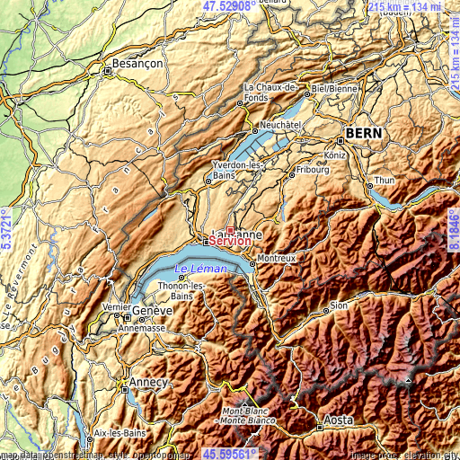 Topographic map of Servion
