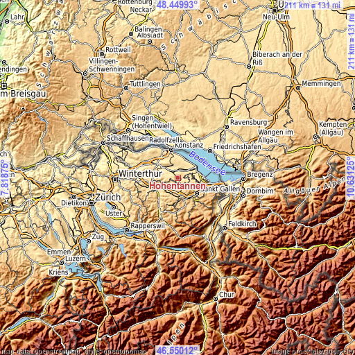 Topographic map of Hohentannen