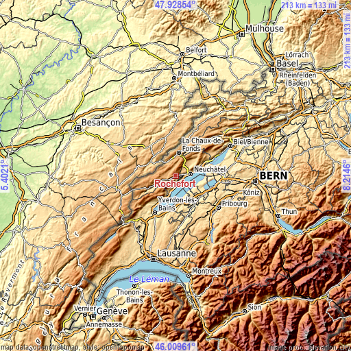 Topographic map of Rochefort