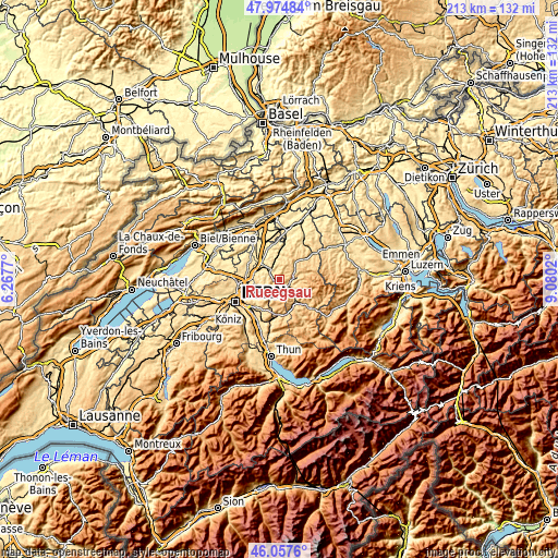 Topographic map of Rüegsau