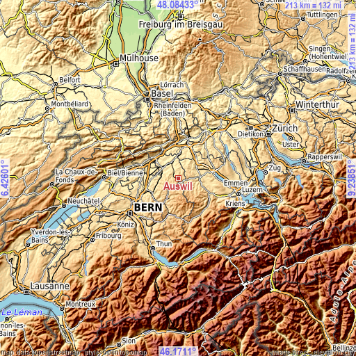 Topographic map of Auswil