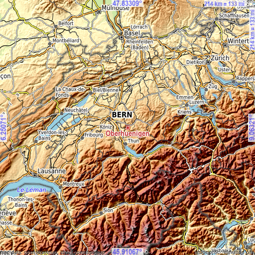 Topographic map of Oberhünigen