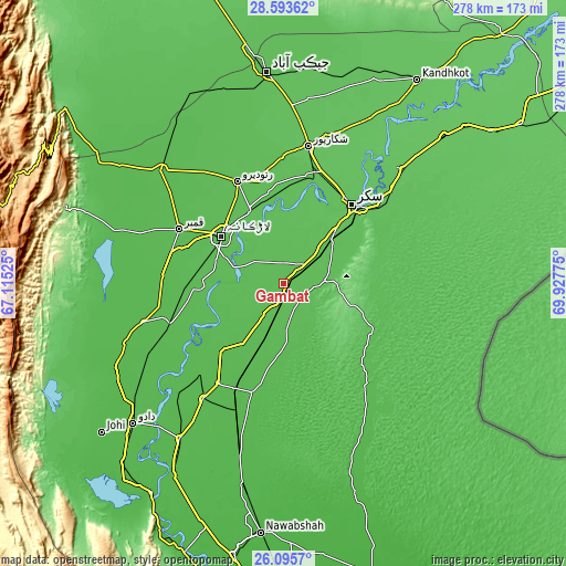 Topographic map of Gambat