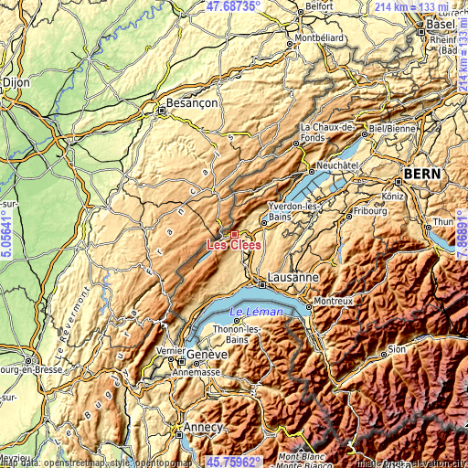 Topographic map of Les Clées