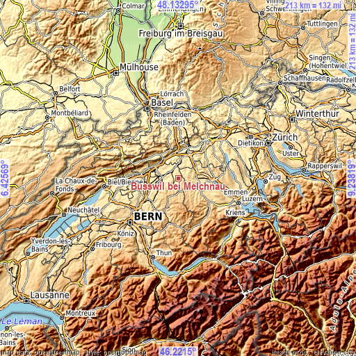 Topographic map of Busswil bei Melchnau