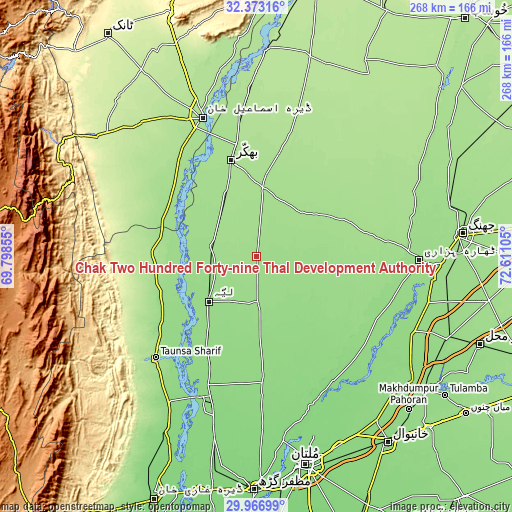 Topographic map of Chak Two Hundred Forty-nine Thal Development Authority