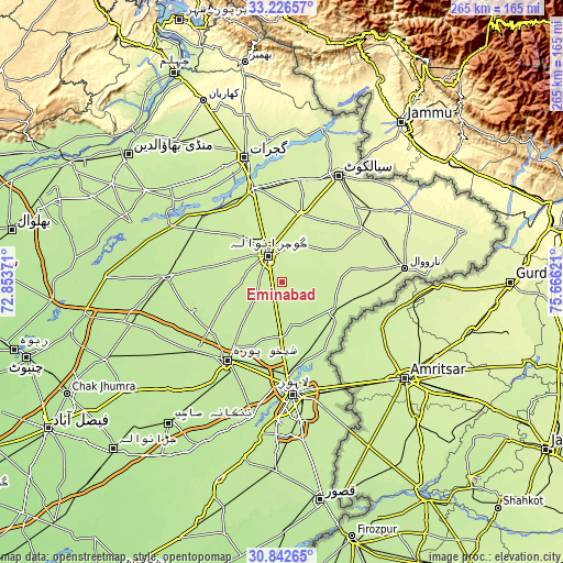 Topographic map of Eminabad