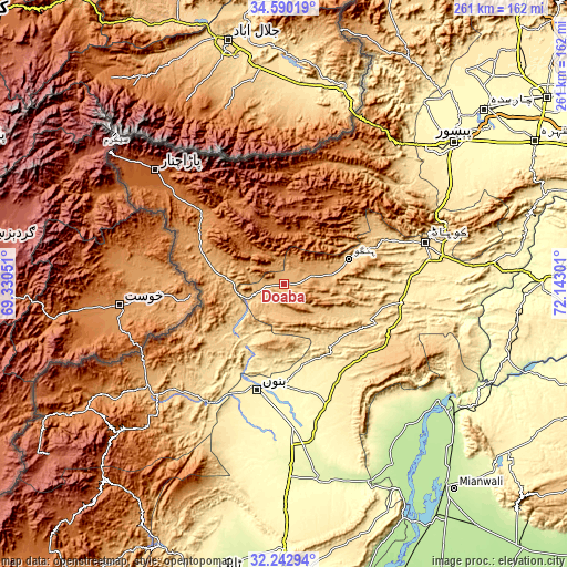 Topographic map of Doaba