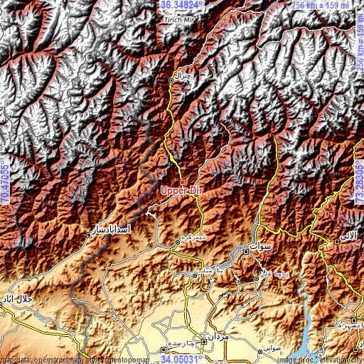 Topographic map of Upper Dir