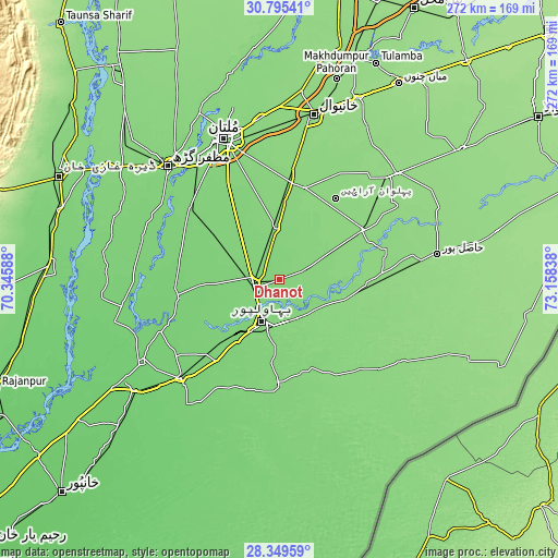 Topographic map of Dhanot