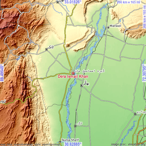 Topographic map of Dera Ismail Khan
