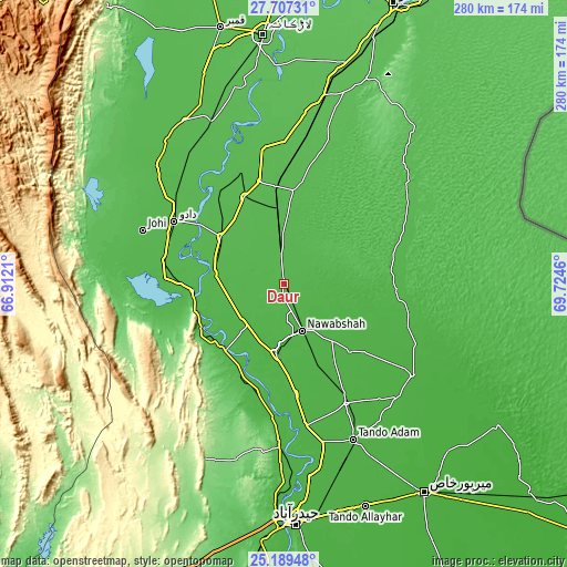 Topographic map of Daur