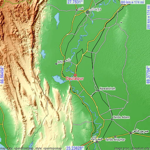 Topographic map of Daulatpur