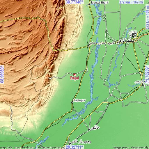 Topographic map of Dajal