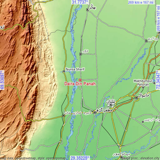 Topographic map of Daira Din Panah