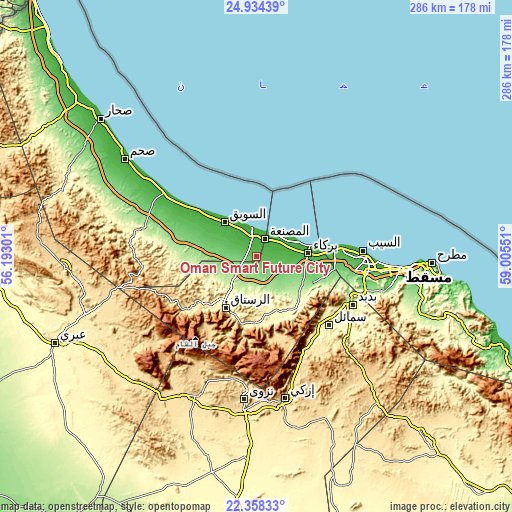 Topographic map of Oman Smart Future City