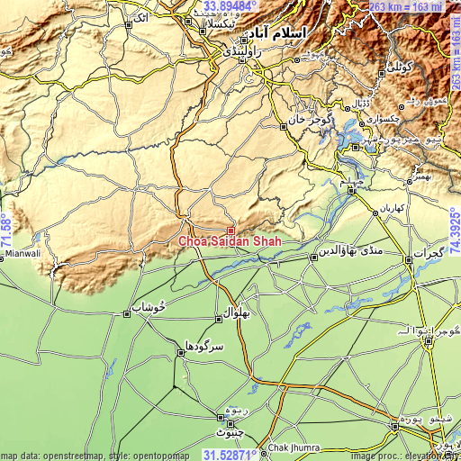 Topographic map of Choa Saidan Shah