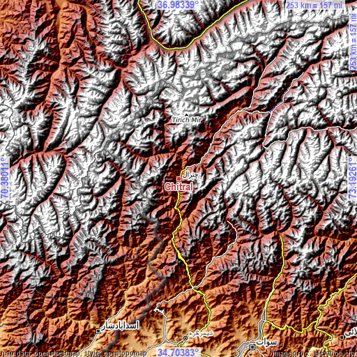 Topographic map of Chitral