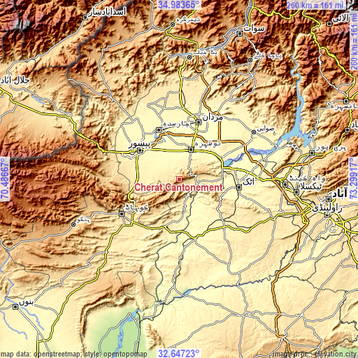 Topographic map of Cherat Cantonement