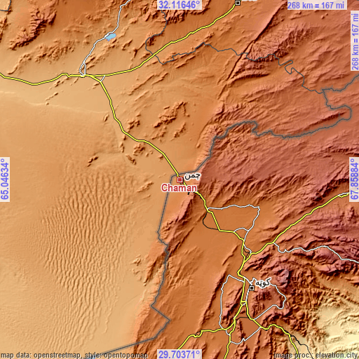 Topographic map of Chaman