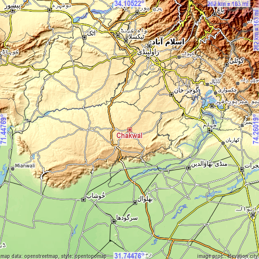Topographic map of Chakwal