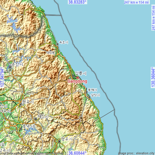 Topographic map of Gangdong