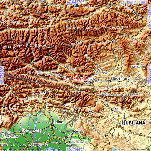 Topographic map of Neu-Feffernitz