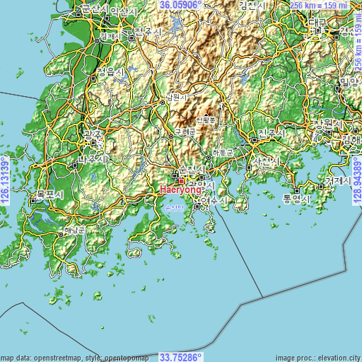 Topographic map of Haeryong