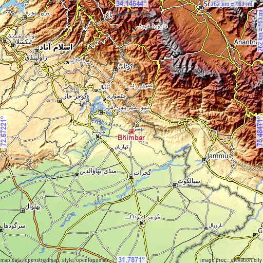 Topographic map of Bhimbar