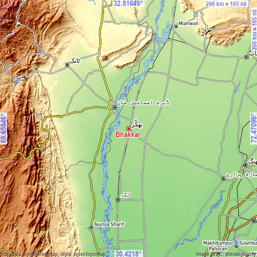 Topographic map of Bhakkar