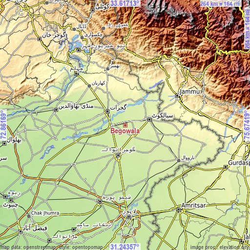 Topographic map of Begowala