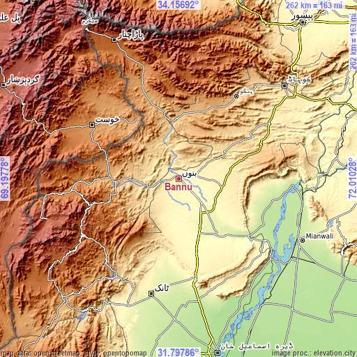 Topographic map of Bannu