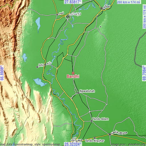 Topographic map of Bandhi