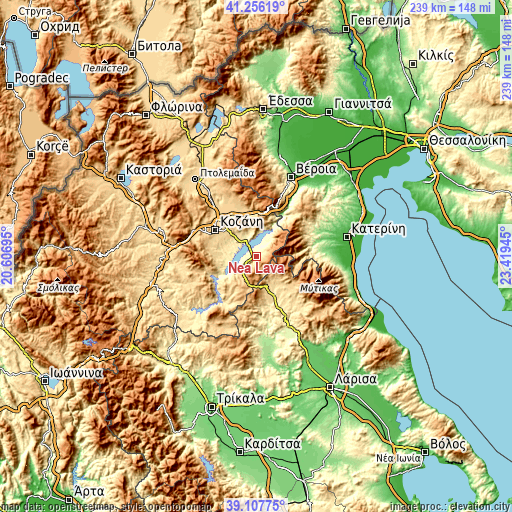 Topographic map of Nea Lava